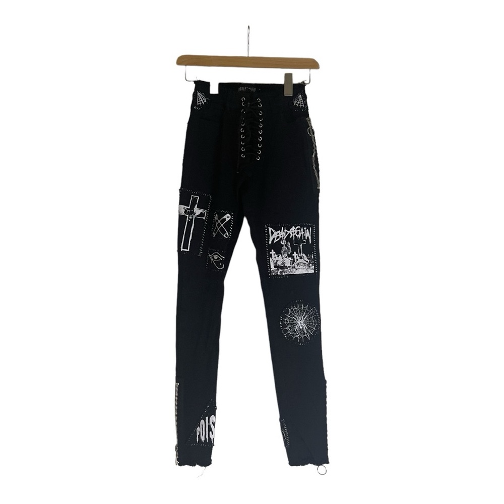 Current Mood Dolls Kill Gothic Black Skinny Jegging Pants Women's Size XS